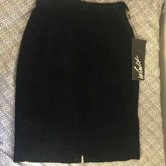Winlit Dresses & Skirts - NWT Vintage Winlit Black Suede Leather Skirt
